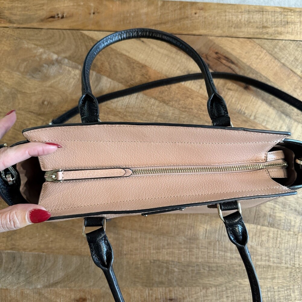 Kate Spade Jeanne Satchel Vellum Pink Black Pebbled Leather Crossbody Bag - Picture 10 of 14